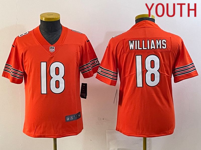 Youth Chicago Bears #18 Williams Orange Second generation 2024 Nike Limited NFL Jersey style 1->baltimore orioles->MLB Jersey